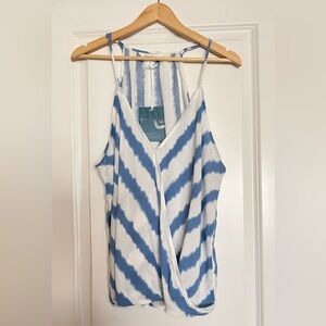 Market & Spruce Zigzag Blue and White Tank Top Blouse